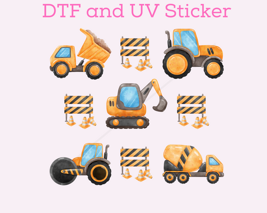 Boy Construction DTF TRANSFER or UV DTF STICKER DECAL