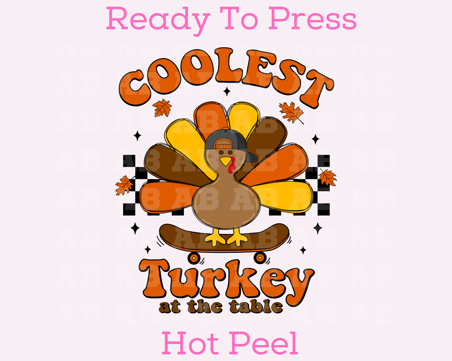 Coolest Skateboarding Turkey (Neutral) Thanksgiving DTF TRANSFER or UV DTF STICKER