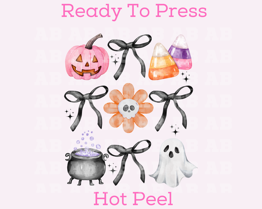 Witches Brew Watercolor Coquette Bow Collage Halloween DTF TRANSFER or UV DTF STICKER