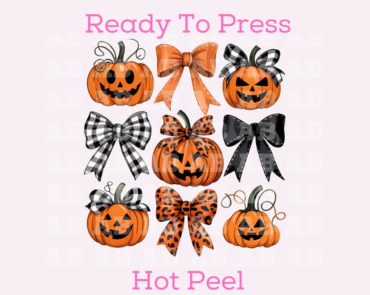 Spooky Coquette Bow Pumpkin Collage Halloween DTF TRANSFER