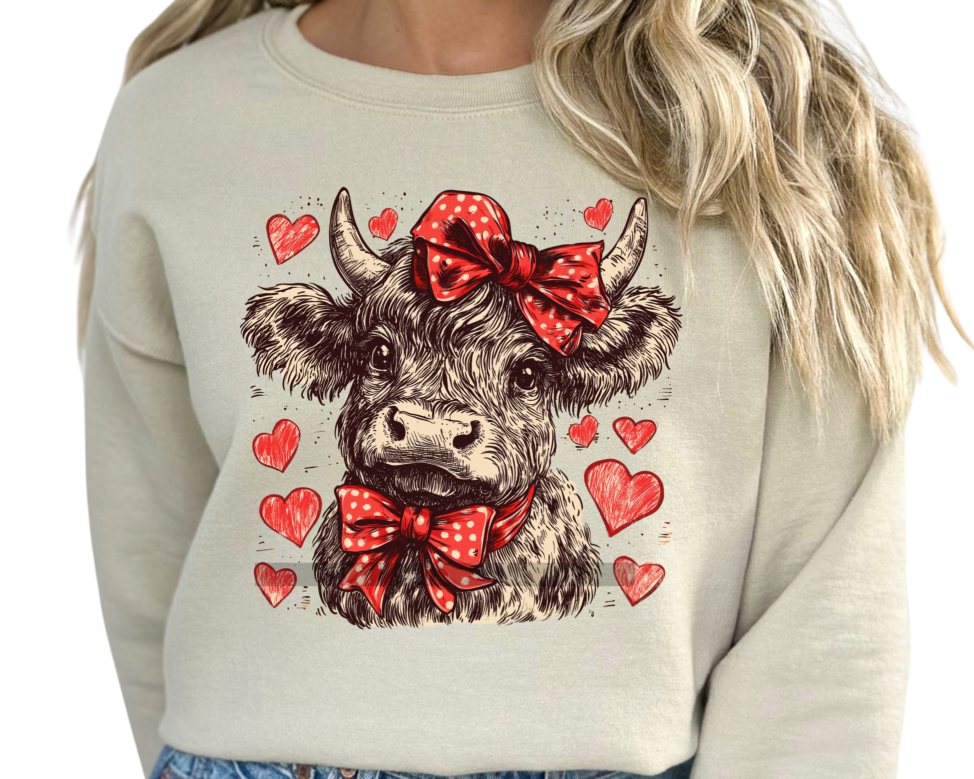 Girl Cow with Bow Valentine's Day DTF TRANSFER