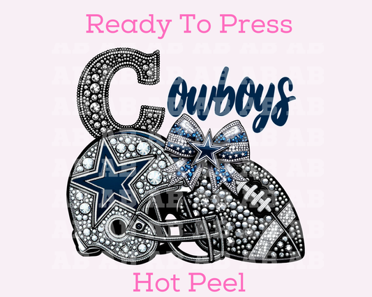 Cowboys Faux Sequins Faux Embroidery Football DTF TRANSFER