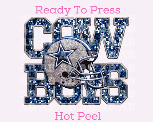 NFL Cowboys Faux Sequins Faux Embroidery Football DTF TRANSFER