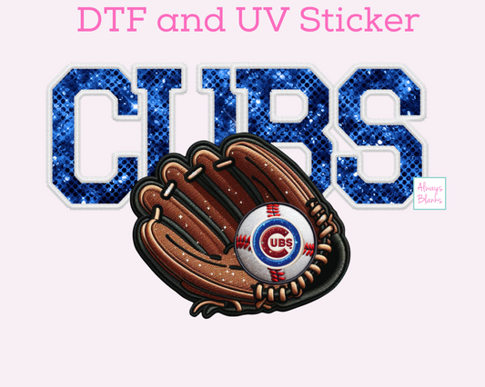 Cubs Baseball Faux Sequins DTF TRANSFER or UV DTF STICKER