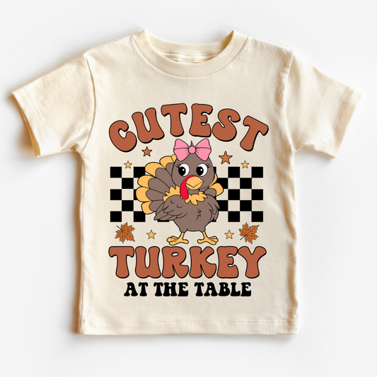 Cutest Turkey At The Table (Black) Thanksgiving DTF TRANSFER