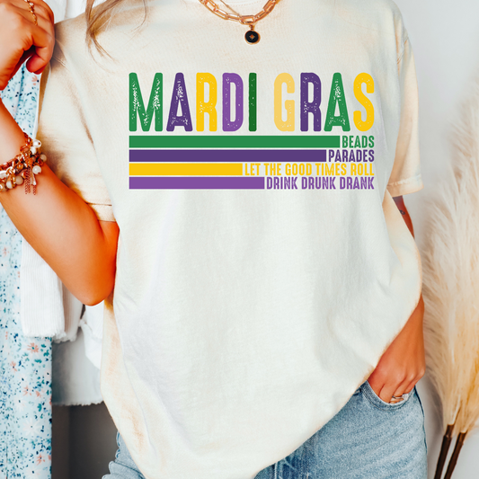 Mardi Gras Distressed DTF TRANSFER or UV DTF STICKER DECAL