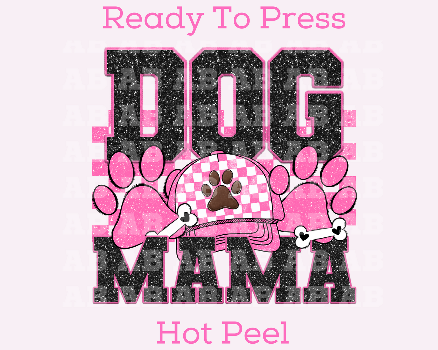 Dog Mama (Pink) Faux Sequins Faux Embroidery Mom DTF TRANSFER