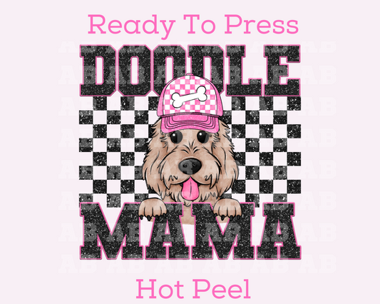 Doodle Mama (Black) Faux Sequins Faux Embroidery Mom DTF TRANSFER