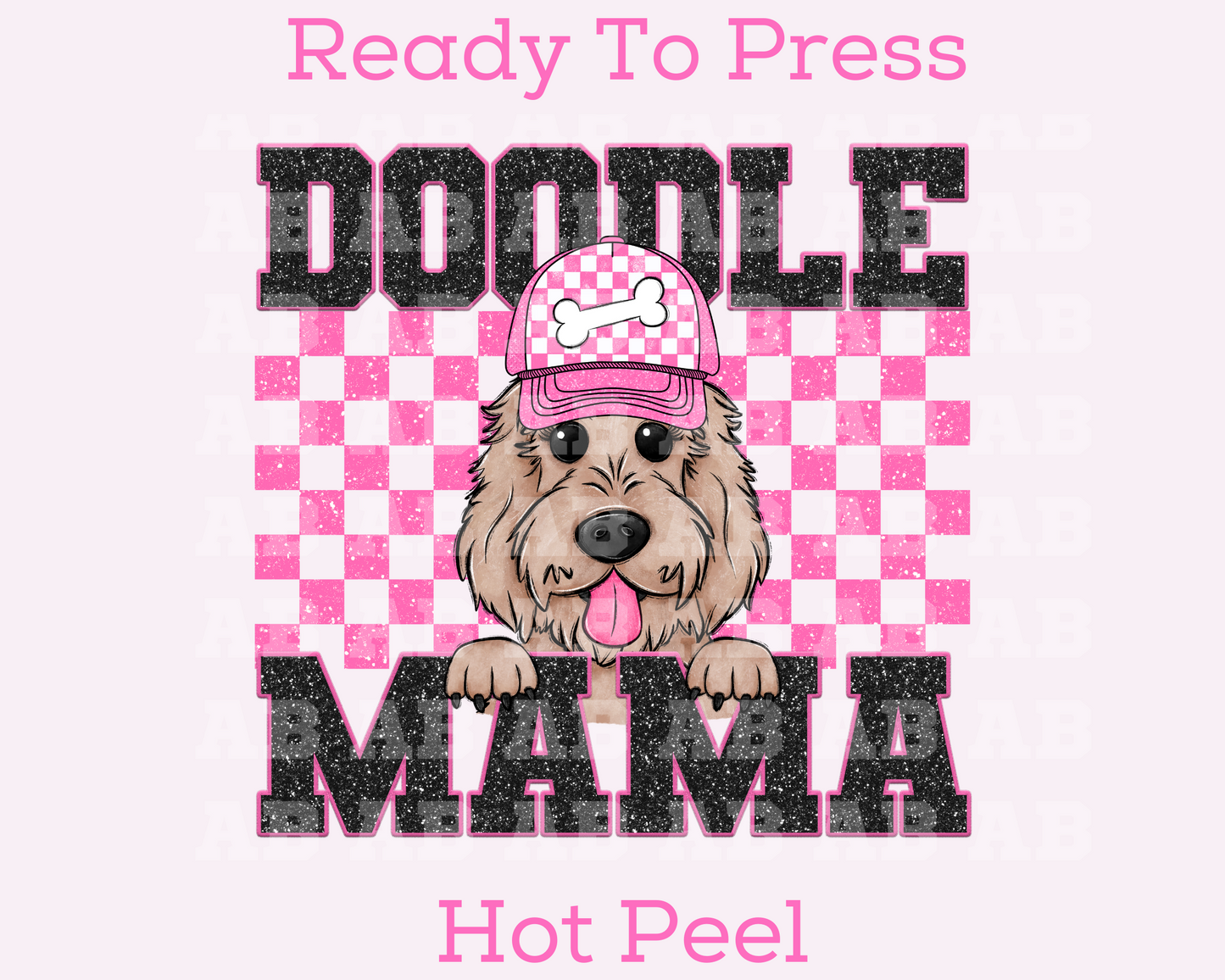 Doodle Mama (Pink) Faux Sequins Faux Embroidery Mom DTF TRANSFER