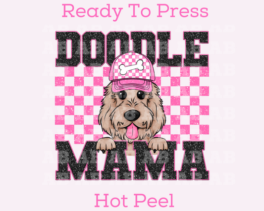 Doodle Mama (Pink) Faux Sequins Faux Embroidery Mom DTF TRANSFER