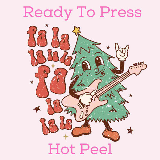 Fa La La Rockin Tree DTF TRANSFER or UV DTF STICKER