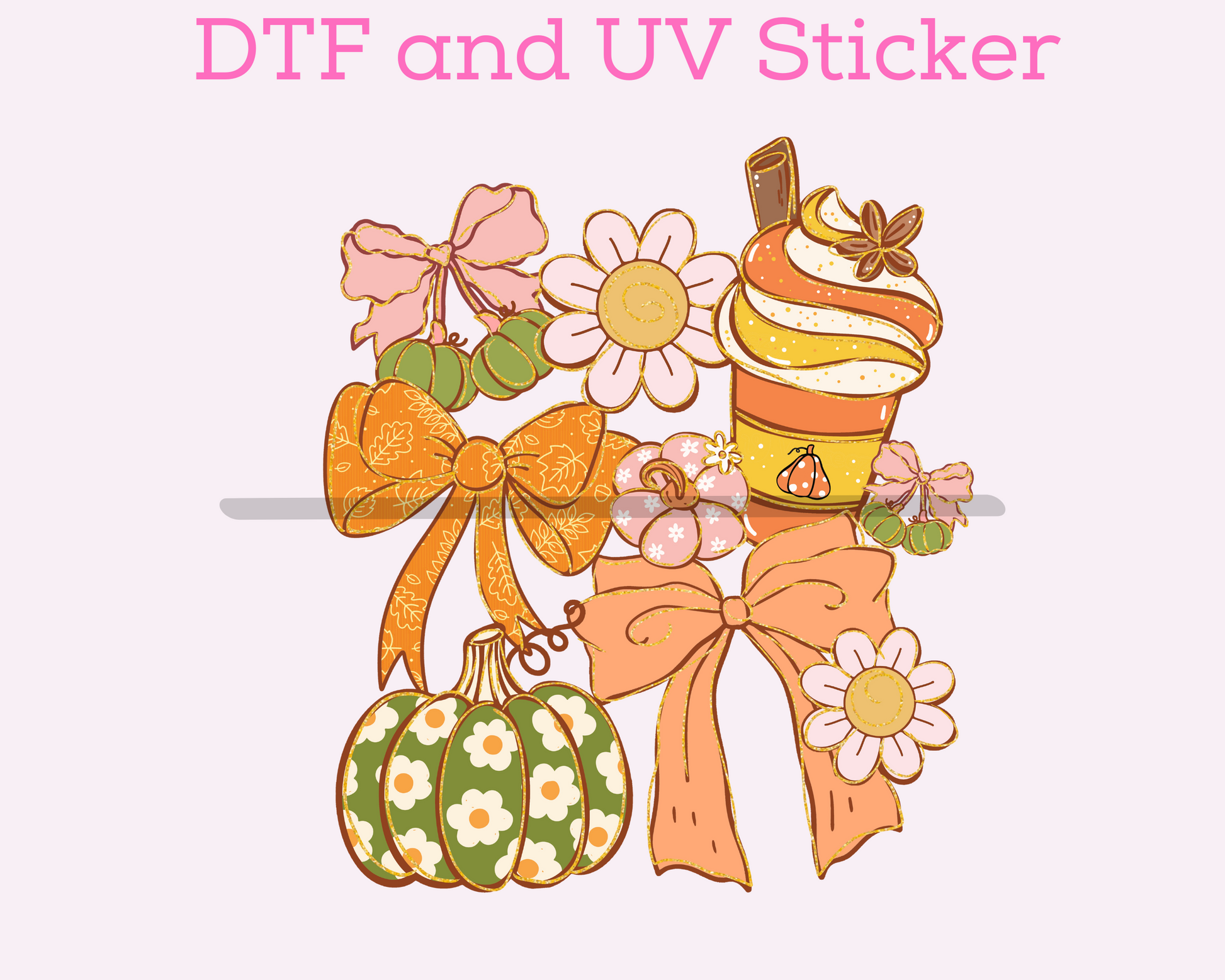 Fall Girlie Coffee Bow  DTF TRANSFER or UV DTF STICKER DECAL