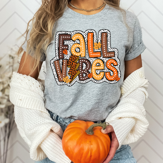 Fall Vibes (Dalmatian Confetti Outline) Fall DTF TRANSFER