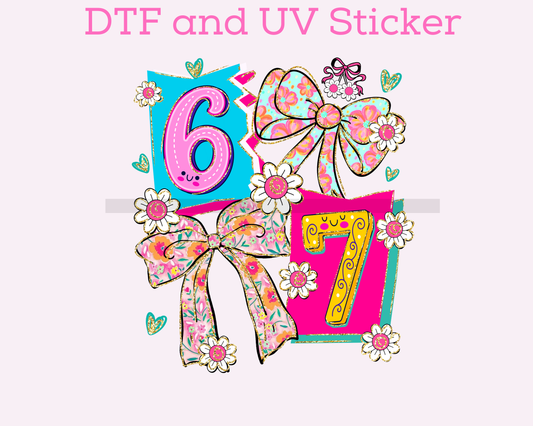 6 .. 7.. Bow Spring DTF TRANSFER or UV DTF STICKER