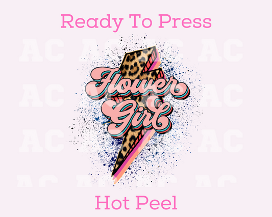 Flower Girl Leopard Bolt DTF TRANSFER or UV DTF STICKER DECAL
