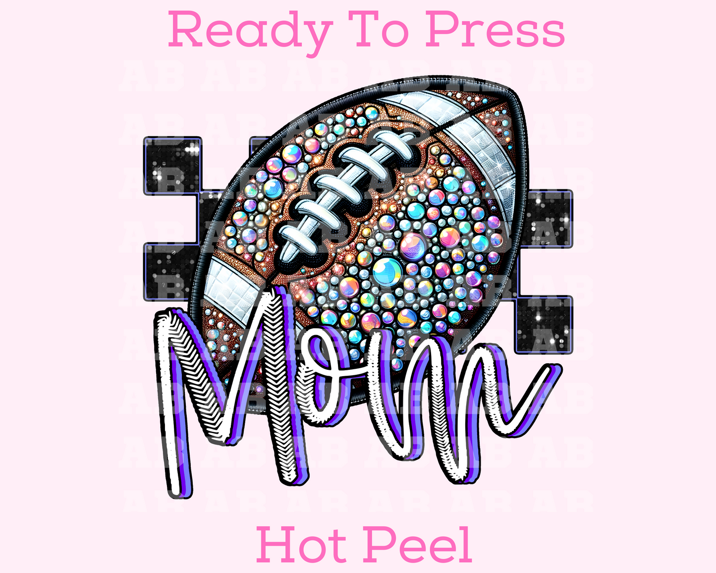 Checkered Football Mom Faux Embroidery Football DTF TRANSFER