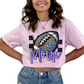 Checkered Football Mom Faux Embroidery Football DTF TRANSFER