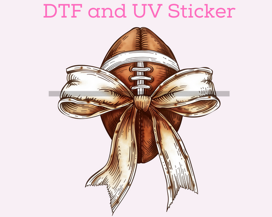 Football with Cream Bow DTF Transfer