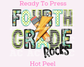 Fourth Grade Rocks Boy (Faux Embroidery) Grade Level DTF TRANSFER or UV DTF STICKER