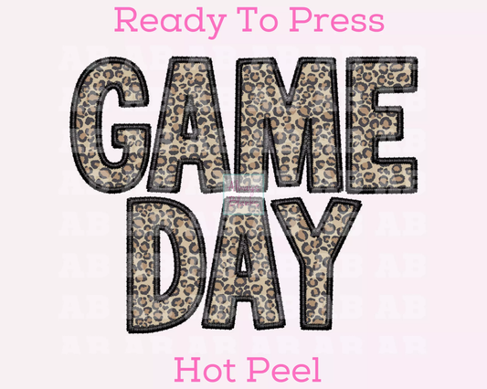 Faux Embroidery Leopard Game Day  DTF TRANSFER or UV DTF STICKER