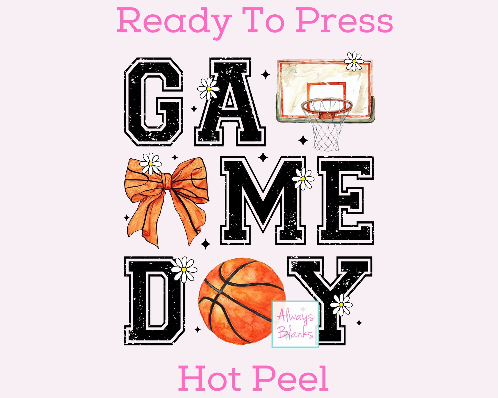 Basketball Game Day (Black) Coquette Bow Trendy Basketball DTF TRANSFER