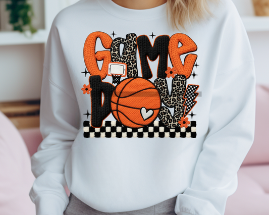 Faux Yarn Basketball Game Day Leopard DTF TRANSFER