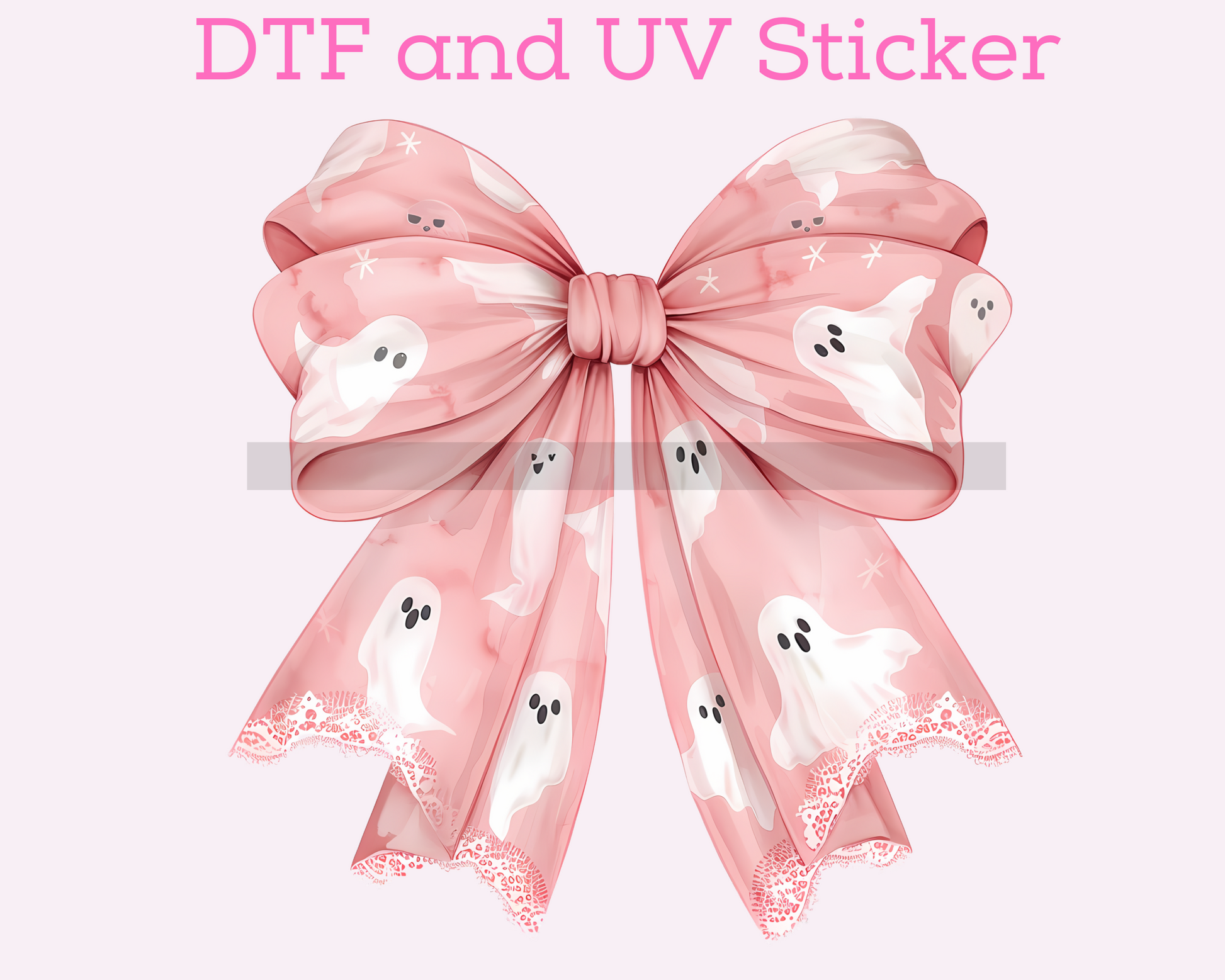 Bow with girl Ghost Halloween DTF TRANSFER or UV DTF STICKER