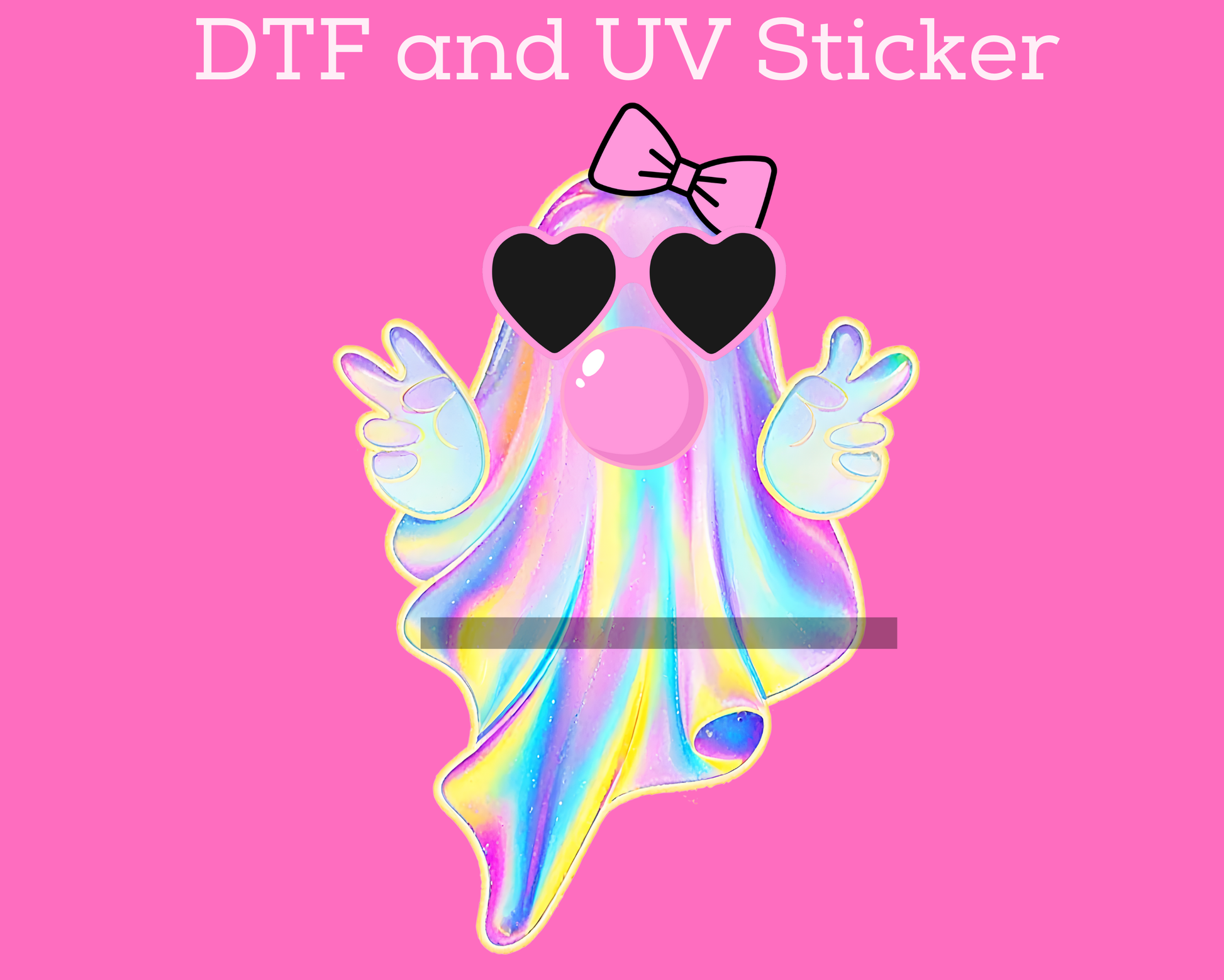 Iridescent Girl Ghost Blowing Bubble Halloween DTF TRANSFER