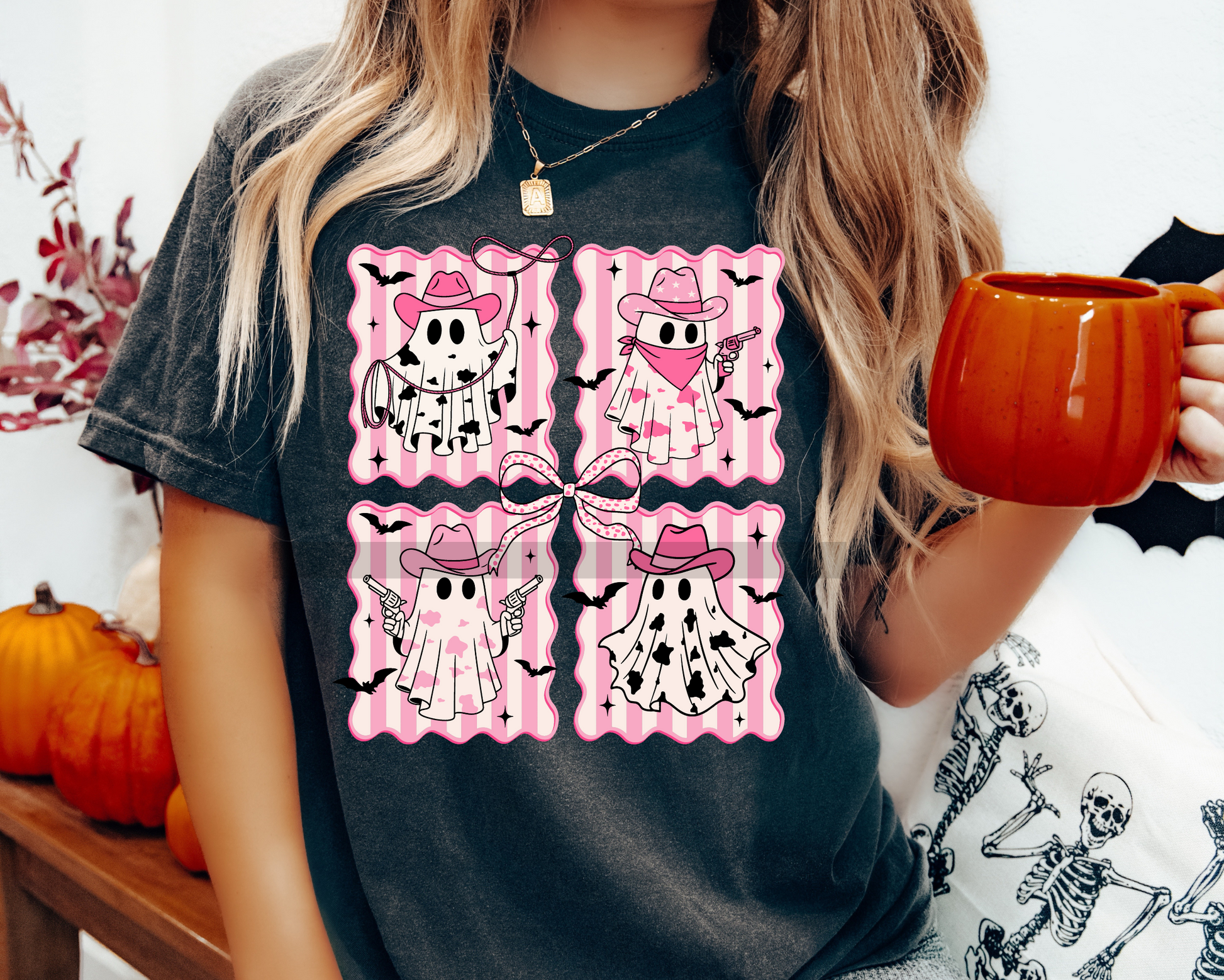 Western Ghost Card Stamps Halloween DTF TRANSFER or UV DTF STICKER DECAL