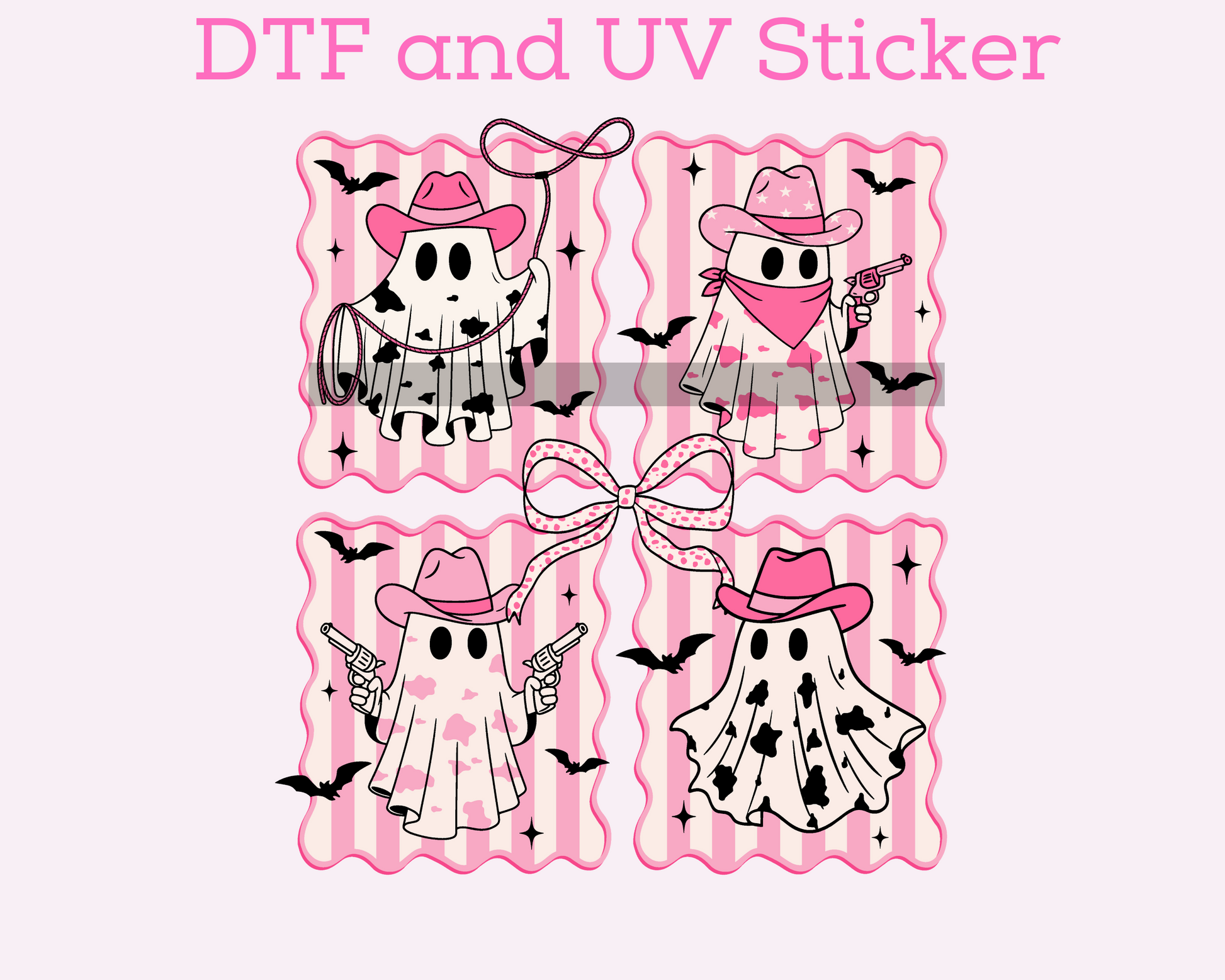 Western Ghost Card Stamps Halloween DTF TRANSFER or UV DTF STICKER DECAL