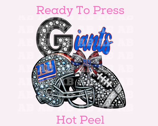 Giants Faux Sequins Faux Embroidery Football DTF TRANSFER