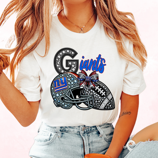 Giants Faux Sequins Faux Embroidery Football DTF TRANSFER