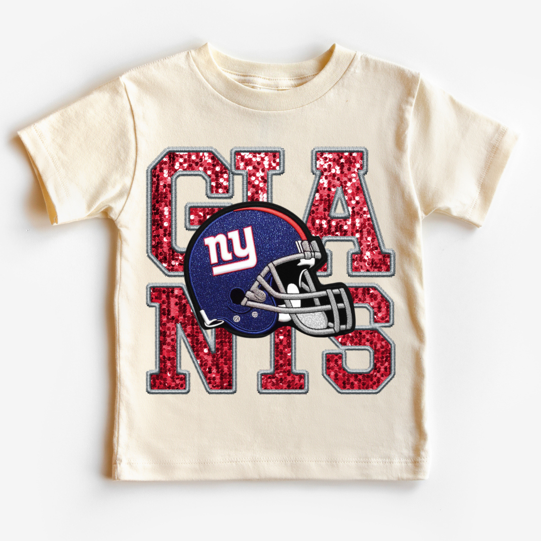 NFL Giants Faux Sequins Faux Embroidery Football DTF TRANSFER