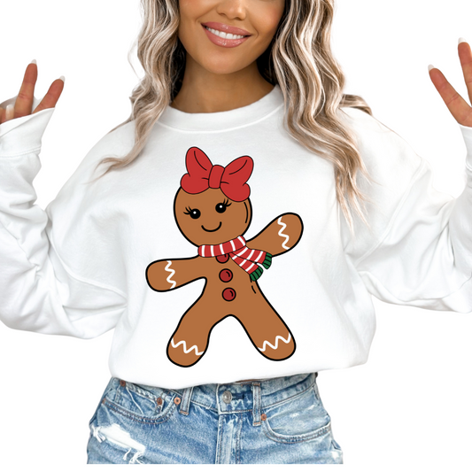 Girl Gingerbread With Bow Christmas DTF TRANSFER