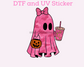 Girl Camo Ghost with Coffee Halloween DTF TRANSFER