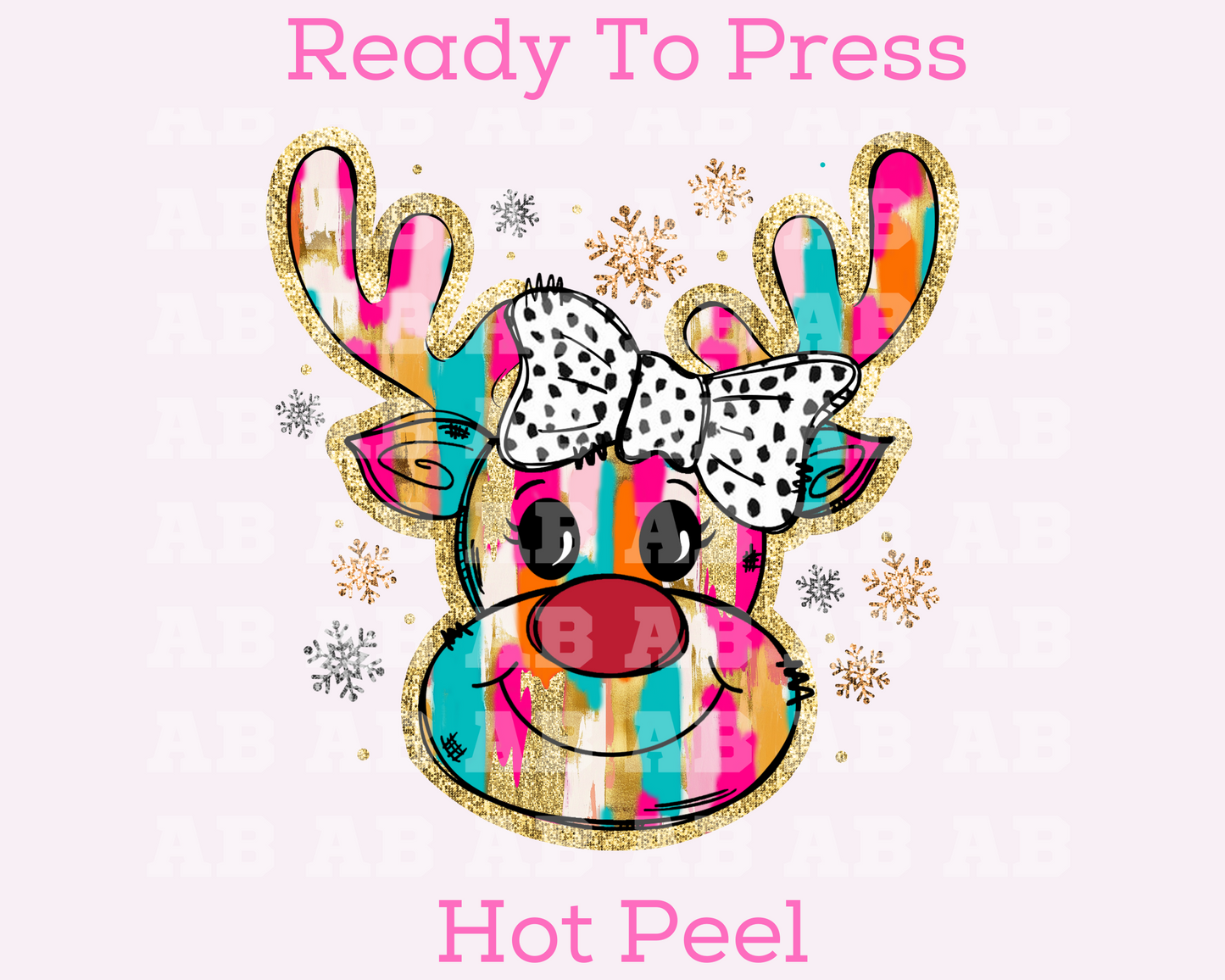 Faux Glitter Girl Reindeer Christmas DTF TRANSFER