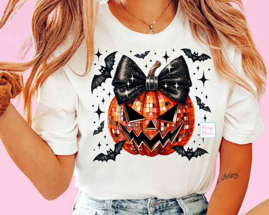 Pumpkin Bow Coquette Girl Jack O' Lantern Halloween DTF TRANSFER