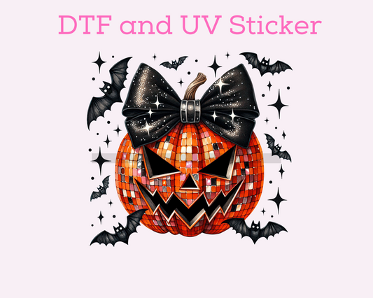 Pumpkin Bow Coquette Girl Jack O' Lantern Halloween DTF TRANSFER