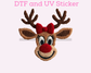Faux Yarn Girl Reindeer with Bow Christmas DTF TRANSFER  or UV DTF STICKER