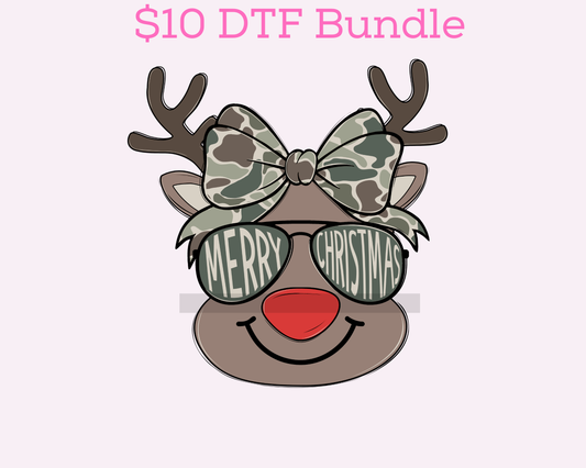 Camo Girl Reindeer Christmas DTF TRANSFER