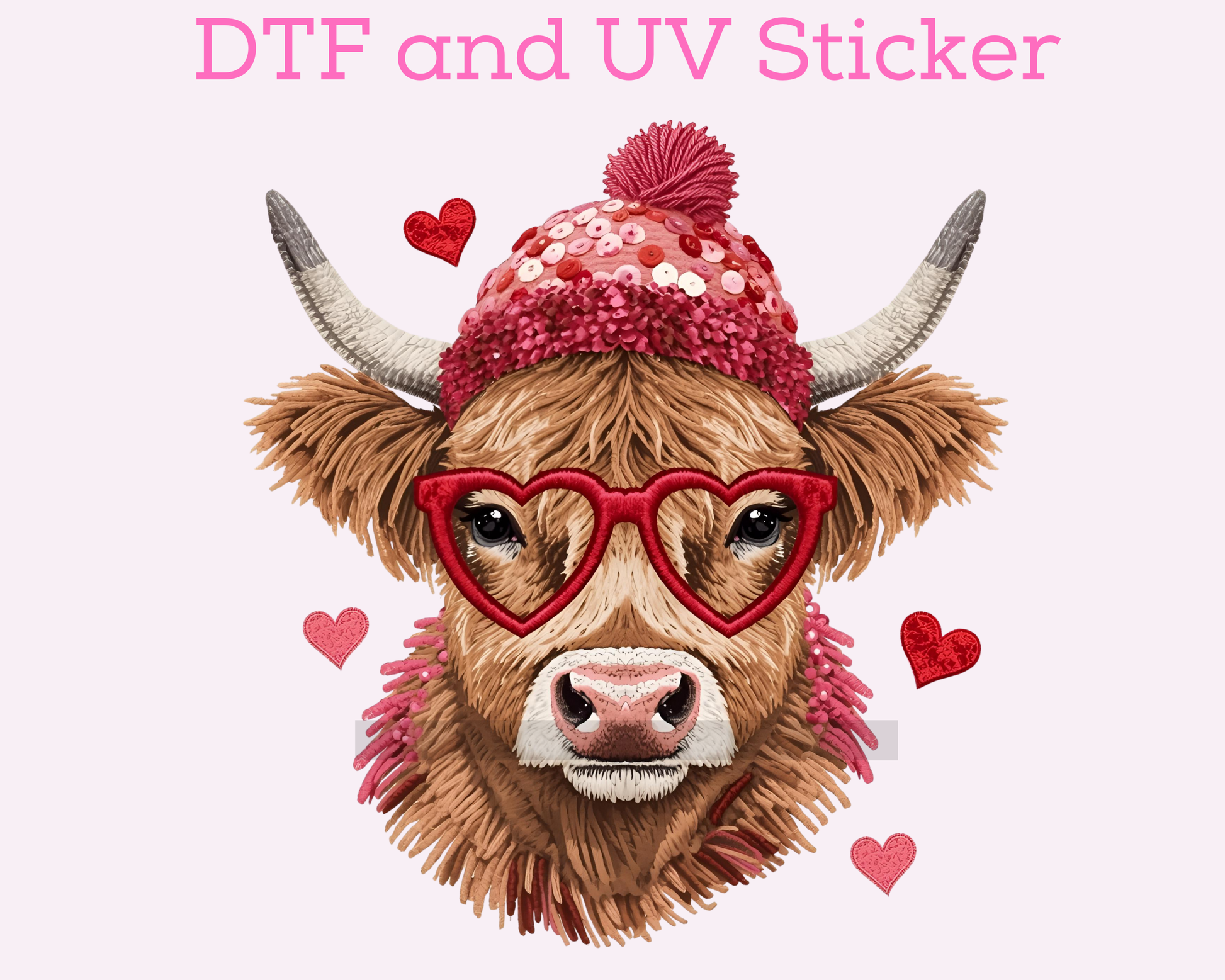 Girl Cow with Glasses Valentine's Day DTF TRANSFER