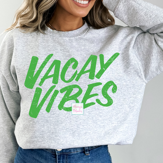 Vacay Vibes Green (Distressed) Spring Break Summer DTF TRANSFER