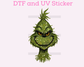 Green Man Faux Yarn and Sequins DTF TRANSFER or UV DTF STICKER