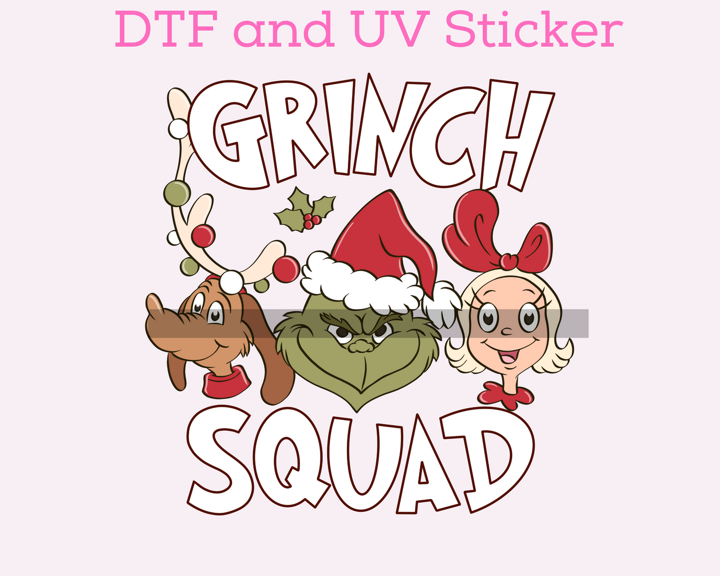 Green Man Squad white DTF TRANSFER or UV DTF STICKER