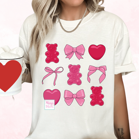 Gummy Bears And Coquette Bow Collage Trendy Valentine's Day DTF TRANSFER