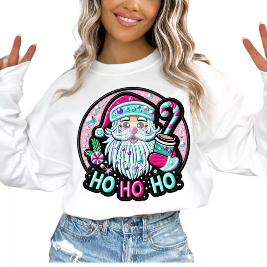 Faux Embroidery Girlie Santa Christmas DTF TRANSFER