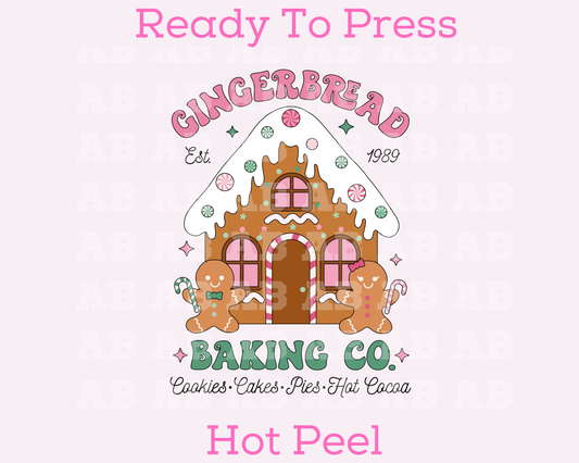 Gingerbread Baking Co. Christmas DTF TRANSFER  or UV DTF STICKER