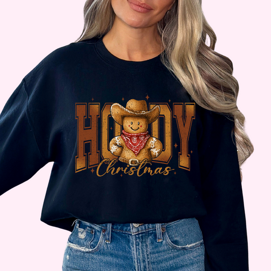 Gold Gingerbread Cowboy Western Christmas DTF TRANSFER