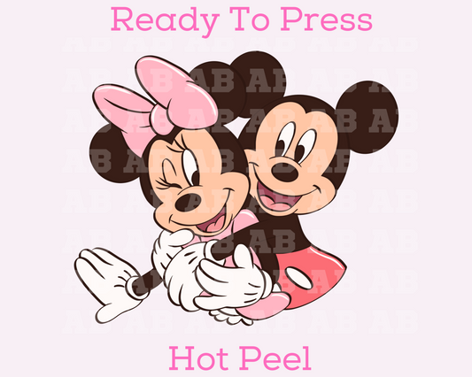 Disney Mickey And Minnie Hugs Valentine's Day DTF TRANSFER or UV DTF STICKER