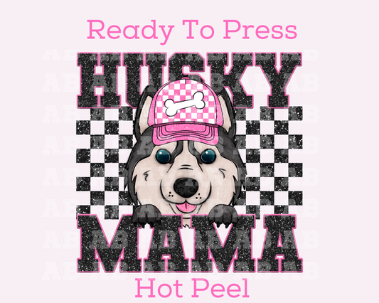 Husky Mama (Black) Faux Sequins Faux Embroidery Mom DTF TRANSFER